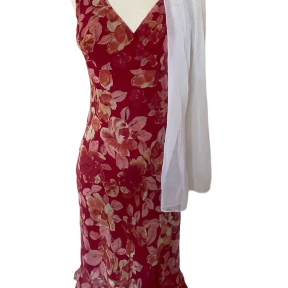 City Triangles vintage 90s Y2K pink red floral fairy midi dress pull over lined - Picture 2 of 9